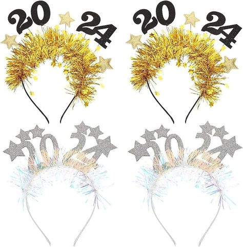 Amazon.com: LUOZZY 4 PCS 2024 Happy New Year Headband Tiara 2024 Glitter Star Sequins Hairband 2024 Holiday Hair Hoops Accessories for Christmas 2024 New Year Eve Party Supplies : Toys & Games New Year Party Hairstyle, Hairstyles With Hair Bands, Happy New Year Headband, Nye 2024, New Year Headband, New Year Eve Party, Star Sequins, New Year Hairstyle, New Year Eve