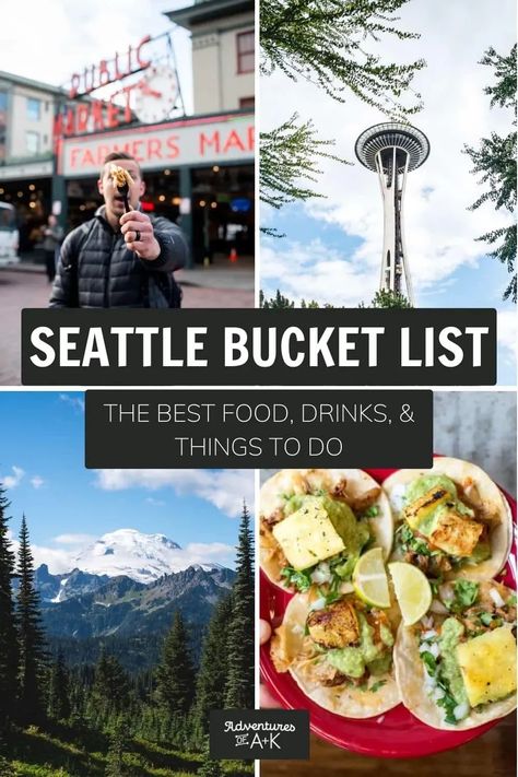 Things to do in Seattle | Seattle Bucket List with the must-visit restaurants, coffee shops, dessert spots, bars, things to do, and weekend trips | Best food Seattle | Seattle restaurants | Best coffee Seattle | Seattle bars | Best drinks Seattle | Seattle Desserts | Must eat desserts Seattle | Where to eat Seattle | Where to drink Seattle | Seattle neighborhoods | Things to do Seattle | Seattle must-visit | Seattle weekend trips | Seattle day trips | Seattle hikes | Washington trip ideas Seattle What To Do, Best Restaurants In Seattle Washington, Dinner In Seattle, Seattle Food Bucket List, Best Food In Seattle, Seattle Trip Things To Do, Best Things To Do In Seattle, Seattle Bucket List, Where To Eat In Seattle