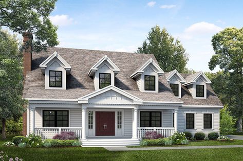 Plan #47-891 - Houseplans.com Architecture Residence, Colonial Style House, Colonial Style House Plans, Colonial House Plans, Contemporary Craftsman, Colonial Farmhouse, Elevation Plan, Colonial Exterior, Shingle Exterior