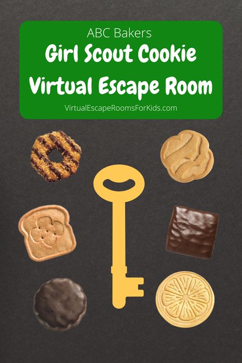 Girl Scout Cookie Crafts For Kids, Girl Scout Cookie Games, Girl Scout Cookie Rally, Escape Rooms For Kids, Junior Girl Scouts Activities, Cadette Girl Scout Badges, Virtual Escape Room, Rooms For Kids, Junior Girl Scout Badges