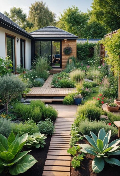 37 Adorable Small Garden Ideas for Your Tiny Oasis 64 Reading Nook Garden, Zen Garden Front Yard, Narrow Garden Design, Modern Garden Inspiration, Boho Garden Decor, Minimalist Garden Design, Casa Hobbit, Home Garden Ideas, Narrow Garden