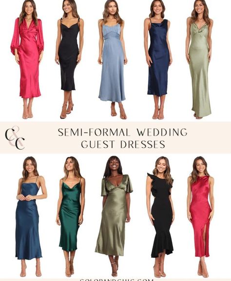 Civil Wedding Guest Outfit, Anniversary Party Outfit Guest, Semiformal Wedding Attire, Semi Formal Outfits For Women Wedding, Semi Formal Dress For Women, Dress Code Cocktail, Wedding Dress Code Guide, Wedding Dresscode, Semi Formal Dress Code