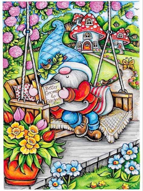 Creative Haven | Teresa Goodridge - Garden Gnomes Coloring Book Gnome Sweet Gnome Coloring Book, Teresa Goodridge, Gnome Sweet Gnome, Creative Haven Coloring Books, Pencil Artwork, Colored Pencil Artwork, Garden Gnomes, Christmas Coloring Books, Coloring Ideas