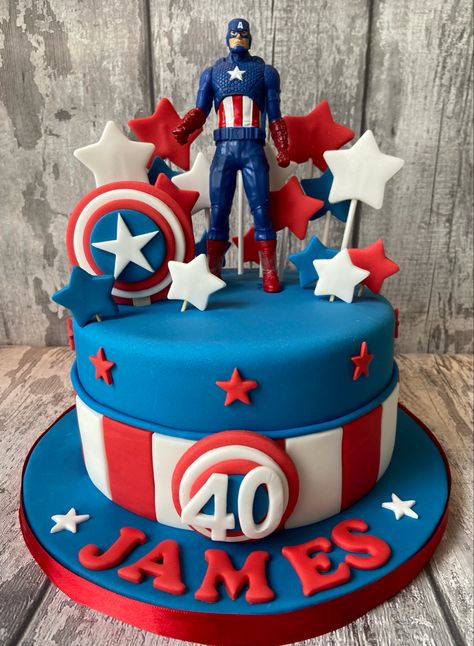 Captain America Cake Ideas, Capitan America Cake, Captain America Cake Design, Captain America Birthday Cake, Captain America Birthday Party, Captain America Cake, America Cake, Avengers Cake, Captain America Birthday