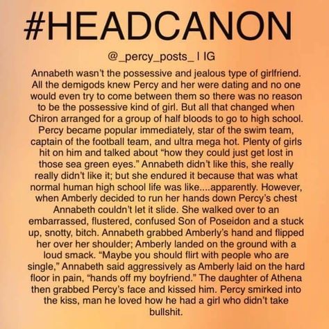 Percabeth Headcanon, Pjo Headcanons, Percy Jackson Annabeth Chase, Zio Rick, Percy Jackson Ships, Percy Jackson Head Canon, Percy And Annabeth, Percy Jackson Quotes, Percy Jackson Fan Art