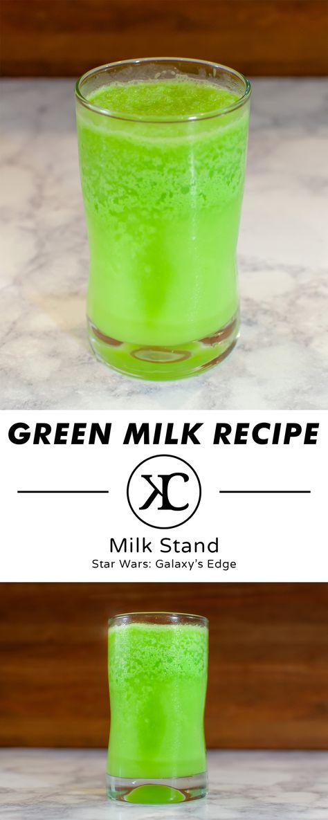 Green Milk recipe from the Milk Stand at Star Wars: Galaxy's Edge at Disneyland and Walt Disney World Green Milk Tea Recipe, Star Wars Drinks, Star Wars Party Food, How To Make Yellow, Galaxy Edge, Milk Tea Recipes, Star Wars Food, Green Milk, Star Wars Galaxy's Edge