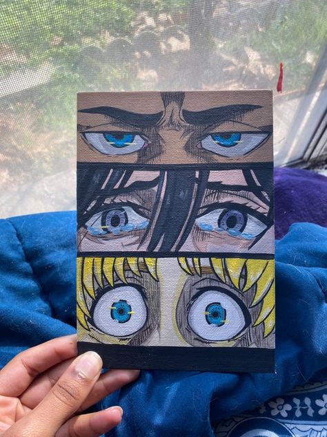 Attack on Titan Eyes Acrylic Painting | Etsy Erwin Titan, Attack On Titan Painting, Titan Eye, Eyes Collage, Armin Mikasa, Palmdale California, Eyes Painting, Aesthetic Tiktok, Art Painting Gallery