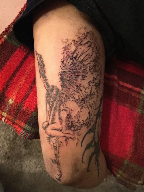 Euro Trash Tattoo, Baroque Tattoo, Tattoo Angel, Euro Trash, Egyptian Tattoo Sleeve, Angel Core, Torso Tattoos, Cute Tats, Fire Tattoo