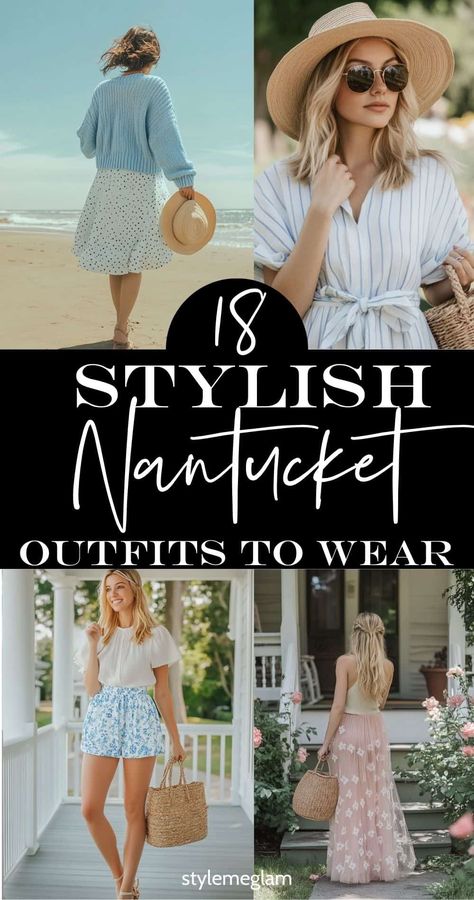 Check out these cute Nantucket outfits for your next New England vacation. Hamptons Mom Aesthetic, East Coast Beach Outfit, Nantucket Outfit Summer, Nantucket Outfit, New England Vacation, England Vacation, October Outfits, Tropical Outfit, Oversized Striped Sweater