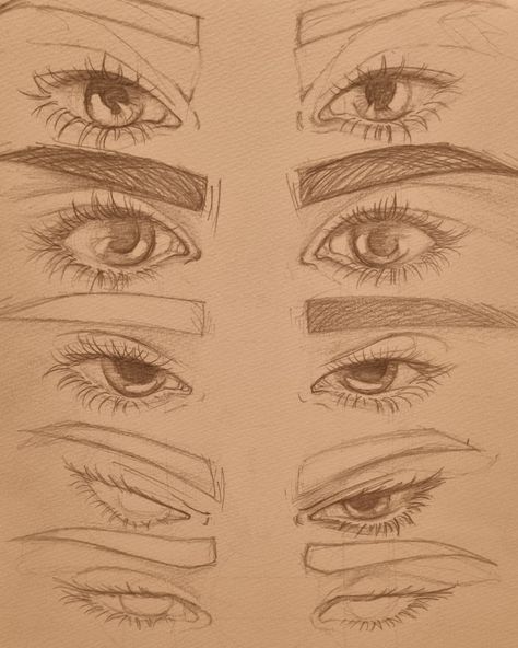 Drawings of eyes. Varying angles, shading, and creases allows for different expressions. Eyes Practice, Angry Eyes, Eye Sketch, Eyes Drawing, Eye Drawing, Art Tips, Art Drawings, Sketch, Instagram Photos