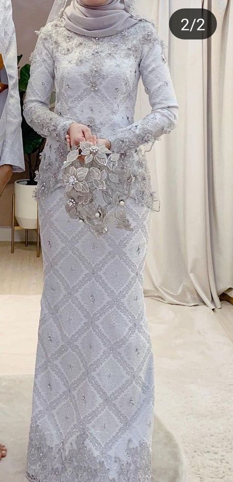 Songket Dress Modern, Pengantin Songket, Songket Wedding Dress, Dress Songket, Baby Blue Wedding Dresses, Songket Dress, Songket Wedding, Baju Wedding, Wedding Dress Classy