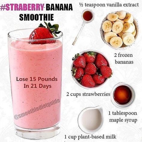 🍌🍌Smoothies Recipes 🍓 on Instagram: “👉👉👉👉👉👉👉👉👉👉 This strawberry smoothie is a classic recipe that everyone will love! It was an early and easy morning, completing the early…” Fitness Smoothies, Detox Smoothies, Smoothie Recipes Strawberry, Fruit Smoothie Recipes Healthy, Banana Drinks, Smoothie Recipes Healthy Breakfast, Banana Smoothie Recipe, Smoothie Drink Recipes, Strawberry Banana Smoothie