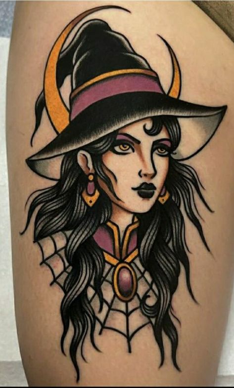 Neo Traditional Vampire Tattoo, Bat Pinup Tattoo, Halloween Trad Tattoo, Traditional Tattoo Disney, Trad Halloween Tattoo, Halloween Elbow Tattoo, Victorian Woman Tattoo, Pearl Tattoo Movie, Dia Los Muertos Tattoo