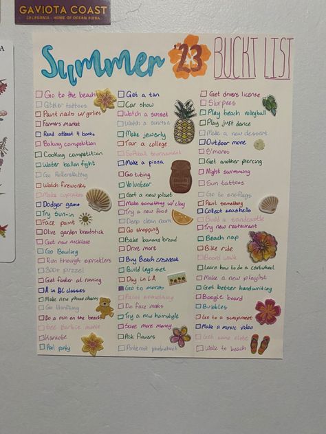 This is my summer bucket list 2023 Summer Bucket List 2023, Summer Bucket List Activity, Summer Bucket List For Teens, Ultimate Summer Bucket List, California Bucket List, Bucket List For Teens, Cooking Competition, Beach Bucket, California Summer