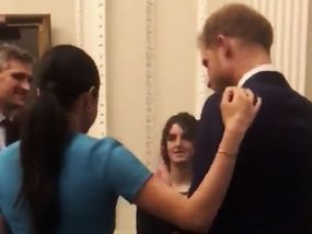 Meghan Markle Video, Glossy Red Lipstick, Royal Video, Line Of Succession, Victoria Beckham Dress, Public Display Of Affection, Dramatic Eyes, Shake Hands, William And Kate