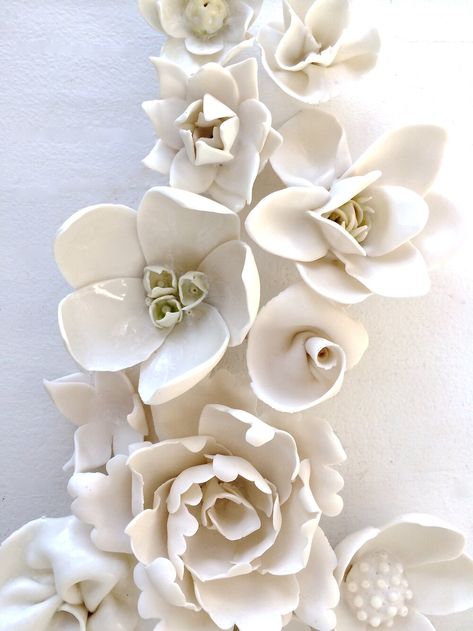 Porcelain Flowers Gallery — Syra Gomez Easy Home Diy, Clay Wall Art, Cerámica Ideas, Flower Sculptures, Ceramic Wall Art, Porcelain Jewelry, Porcelain Art, Porcelain Flowers, Porcelain Clay