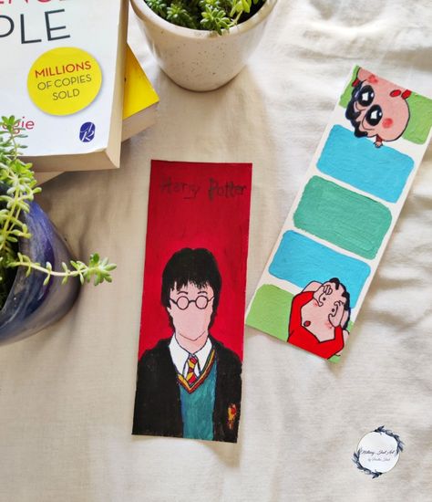 Cartoon bookmarks | Harry Potter illustration | Shinchan bookmark | Nothing...Just Art | Prutha Shah #harrypotter #art #travel #stylehacks #diy #bookmark #bookmarkforkids #shinchan #illustration Shinchan Illustration, Shinchan Bookmarks, Diy Bookmarks For Kids, Bookmarks Harry Potter, Cartoon Bookmarks, Bookmarks For Kids, Diy Bookmark, Harry Potter Illustration, Bookmarks Kids