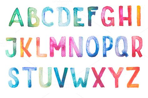 Hand drawn watercolor alphabet by undrey on Creative Market Watercolor Font, Teacher Freebies, Alfabet Letters, Typography Hand Drawn, Abc Letters, Watercolor Lettering, Abc Alphabet, Colorful Watercolor, Watercolor Images