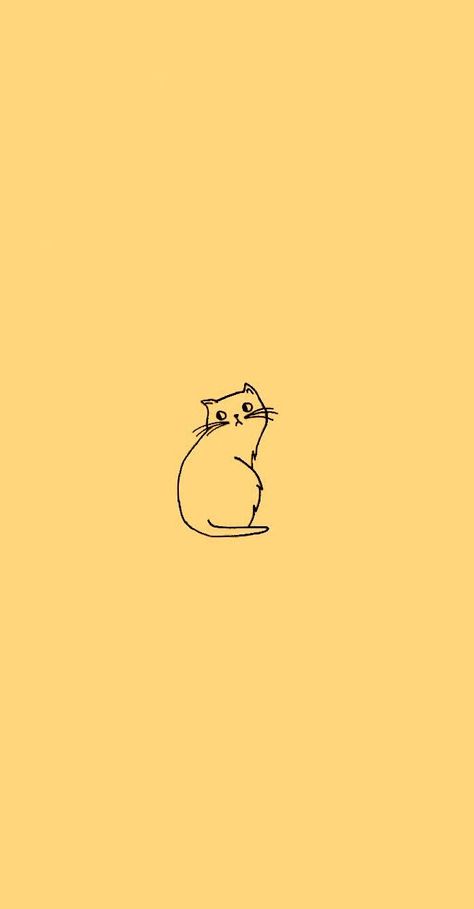 Cat doodle wallpaper in sunflower yellow (edit from original) Tumblr Yellow, Doodle Wallpaper, Iphone Wallpaper Yellow, Collage Pics, Yellow Aesthetic Pastel, Wallpaper Rose, Cat Doodle, Sunflower Yellow, Yellow Art