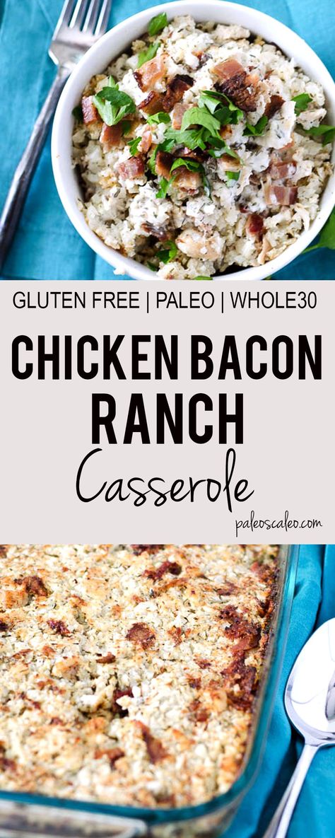 Bacon and ranch - flavors that adults and kids will both love! | PaleoScaleo.com Paleo Stir Fry, Bacon Ranch Casserole, Ranch Casserole, Chicken Bacon Ranch Casserole, Chicken Bacon Ranch, Hash Brown, Paleo Chicken, Keto Foods, Recipe 30