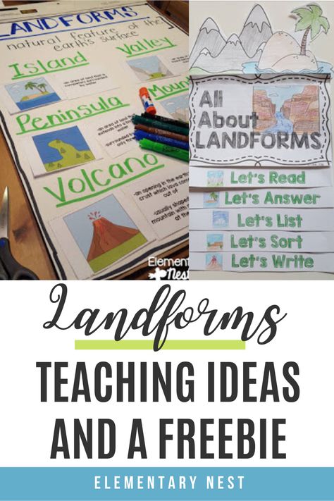 Landforms Second Grade, Landforms Anchor Chart, Landform Activities, Teaching Landforms, Learn Geography, History Homeschool, Second Grade Science, Social Studies Unit, 1st Grade Science