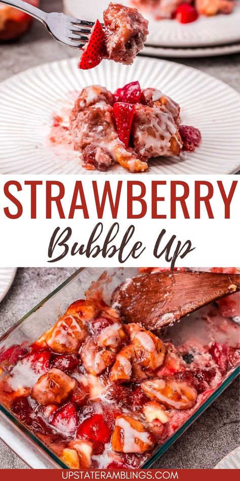 Indulge in a delightful treat with our Easy to Make Strawberry Bubble Up! This simple recipe combines fresh strawberries and a fluffy, golden crust for a dessert that's both scrumptious and quick to prepare. Perfect for any occasion, this dish will become a family favorite in no time. Try it today and enjoy a burst of fruity flavor! Bubble Up Recipes, Strawberry Cinnamon Rolls, Breakfast Sides Dishes, Breakfast Sides, Delish Desserts, Biscuit Recipes, Bubble Up, Easy To Make Desserts, Crescent Roll