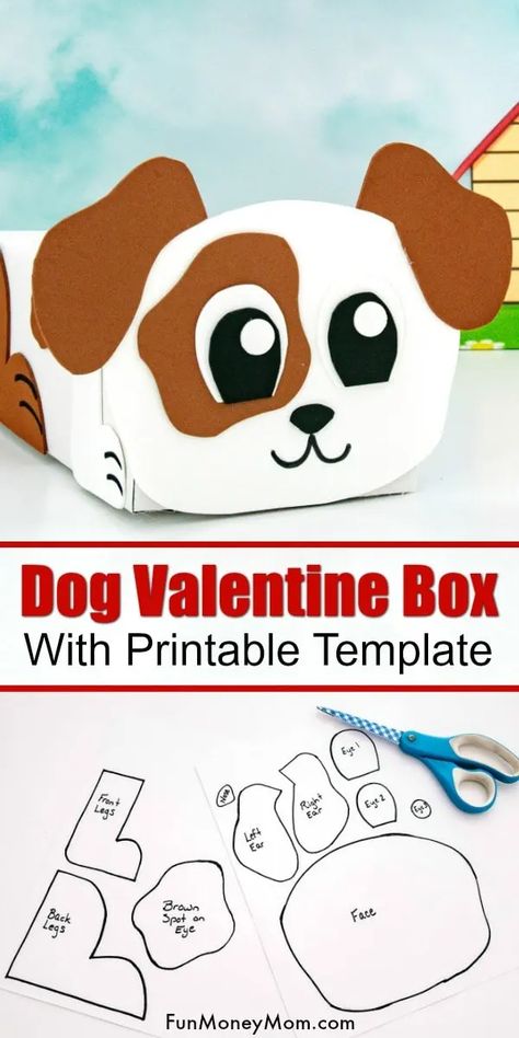 German Shepherd Valentines Boxes, Puppy Dog Valentine Box Ideas, Dog Valentines Box Ideas, Valentines Box Dog, Valentine Box Dog, Paw Patrol Valentines Boxes, Puppy Valentines Boxes, Puppy Box, Girls Valentines Boxes