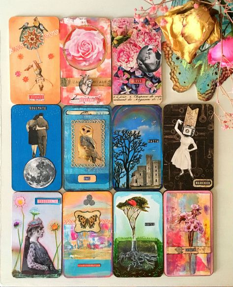 My Oracle Cards Project or Rediscovering my true Creative Vision - Heather Hoeps Homemade Oracle Cards Ideas, Collage Oracle Cards, Diy Oracle Cards How To Make, Handmade Oracle Cards, Homemade Oracle Cards, Oracle Card Art, Oracle Cards Decks Diy, Homemade Tarot Cards, Diy Affirmation Cards