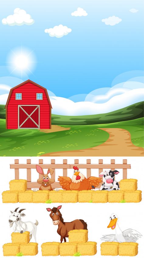 Farm Animals Background, Animals On The Farm, Applique Template, Farm Scenery, Animal Activities For Kids, Story Backgrounds, Farm Theme Birthday, Safari Cakes, Forest Background