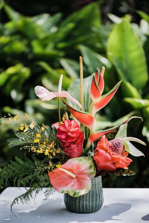 Tropical Silk Flower Arrangements, Tropical Floral Table Arrangements, Tropical Flower Wedding Decor, Tropical Arrangements Centerpieces, Tropical Corporate Event, Hawaiian Floral Arrangements, Tropical Wedding Flower Arrangements, Tropical Floral Installation, Wedding Flowers Tropical