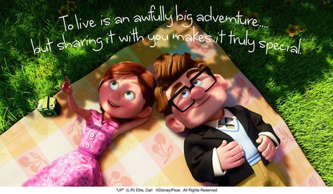 You are my biggest adventure.  My favorite love story. Ellie Fredricksen, Disney Çiftleri, Up Carl Y Ellie, Carl Y Ellie, Couples Disney, Carl Fredricksen, Up 2009, Up Pixar, Signs He Loves You