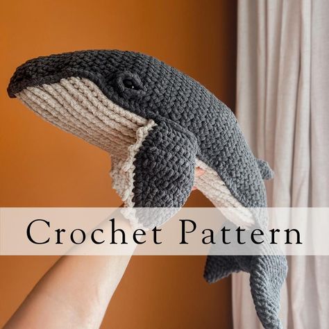 *Please note this is for a PDF PATTERN ONLY to make your own Hugo Humpback Whale. It is NOT a physical item of finished product.* The Hugo pattern instant download includes written instructions on how to complete your own Hugo Humpback Whale.  MEASUREMENTS: (from head to tail) appx. 30 in This pattern is written in English (ONLY) with US crochet terminology and made using Super Bulky Weight - Category 6 yarn.  Yarn Requirements: Approximately 280 yds of main colour Approximately 185 yds of contr Humpback Whale Crochet Pattern, Crochet Humpback Whale, Crochet Projects For Gifts, Whale Crochet Pattern Free, Crochet For Men Gift Ideas, Crochet Written Patterns, Crochet Gifts For Boyfriend, Crochet Whale Pattern, Diy Whale