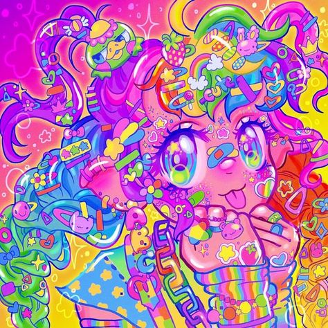 cuteREVOLUTION! on Instagram: "new new new new 🌈💕✨ this was so much fun to draw but my eyes hurt now LOL🥲 I just really wanted to draw some cute decora without thinking about it too hard 😤❤️🧡💛💚💙💜💕✨✨✨I love decora fashion so much it makes me so happy and always cheers me up and brings me life 💪🏻🌈💕💖✨✨" Decora Aesthetic, Decora Art, Decora Fashion, Harajuku Decora, Eyestrain Art, Fun To Draw, Different Art Styles, Cute Kawaii Drawings, Inspirational Artwork