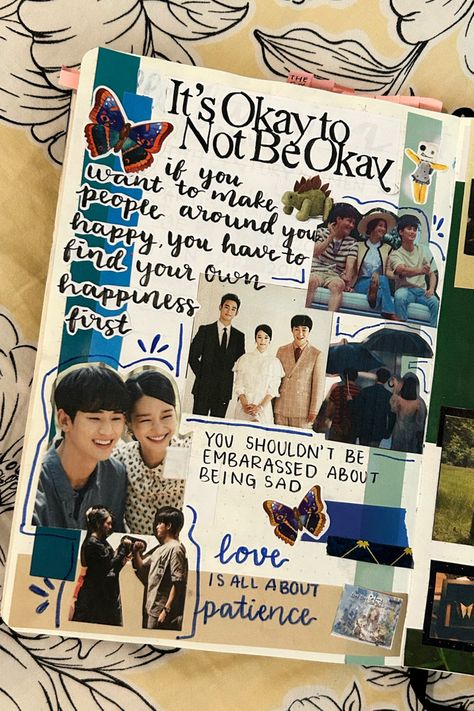 it’s okay to not be okay kdrama page in my film and tv shows journal Kdrama Scrapbook Ideas, Tv Shows Journal, Journal 1st Page Ideas, Tv Show Scrapbook, Journal Tv Shows, Scrapbook Powerpoint, Kdrama Journal Ideas, Kdrama Books, Its Okay To Not Be Okay Kdrama