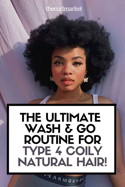 Do you have Type 4 natural hair? Looking to get a poppin' and defined wash and go? Here's how you do it! #naturalhair #washandgo #longnaturalhair #naturalhairtips Afro Wash And Go, Wash And Go Steps, Wash And Go Natural Hair Type 4 Style, How To Define Curls Natural Hair 4c, 4c Wash And Go Style, Wash And Go 4c Natural Hair, 4c Hair Wash And Go, Wash N Go 4c Hair, Wash And Go Short Hair