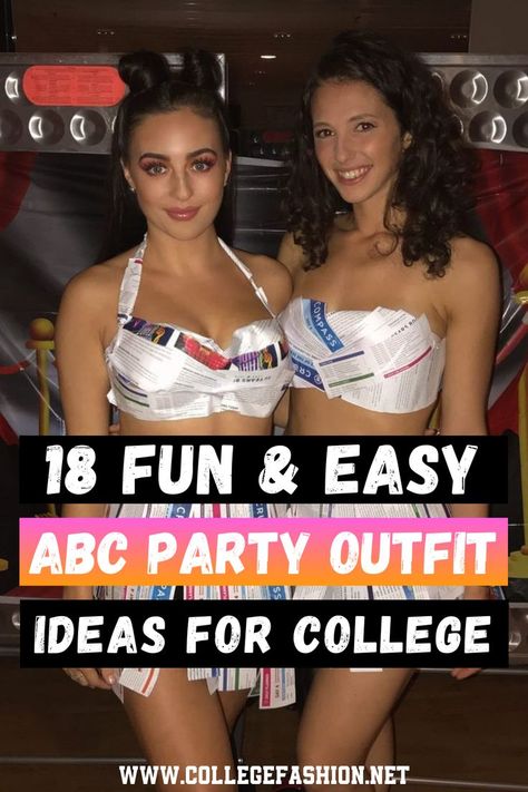 abc party outfit ideas for students Outfit Ideas For College Students, Anything But Clothes Party Ideas, Anything But Clothes Party, Abc Costumes, Frat Party Outfit, Outfit Ideas For College, Anything But Clothes, Abc Party Costumes, White Trash Party