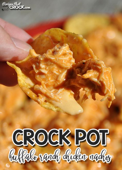 It doesn't matter if you are having a party or if you just want a fun meal, these Crock Pot Buffalo Ranch Chicken Nachos are awesome! Chicken Nachos Crockpot, Buffalo Chicken Nachos Recipe, Buffalo Chicken Nachos, Buffalo Ranch Chicken, Chicken Nachos Recipe, Nachos Recipe Easy, Buffalo Ranch, Chicken Nachos, Nachos Recipe