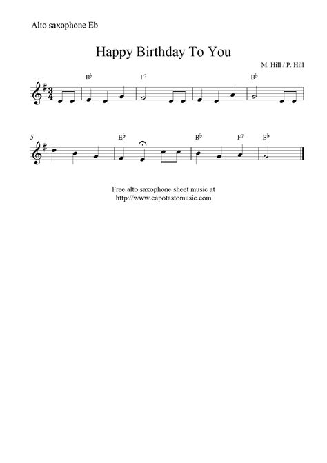 Happy Birthday To You, free easy alto saxophone sheet music notes Happy Birthday Alto Sax Sheet Music, Sheet Music Alto Saxophone, Alto Sax Sheet Music Free, Easy Saxophone Sheet Music, Easy Alto Sax Sheet Music, Sax Sheet Music Alto Saxophone, Tenor Saxophone Sheet Music Easy, Sheet Music Saxophone Alto, Alto Saxophone Sheet Music Jazz