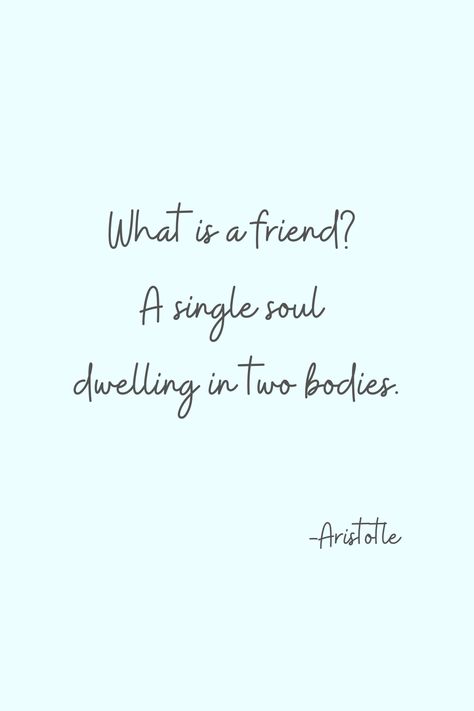 “What is a friend? A single soul dwelling in two bodies.” - Aristotle  If you love your friends, you’ll enjoy these beautiful quotes about the meaning of friendship. We’re sharing our favorite friendship quotes that are funny, meaningful, and loving. We’ve also got some friendships quotes from famous movies too!   friendship quotes | quotes about friendship | meaningful friendship quotes Quotes Related To Friendship, Favorite Friend Quotes, Two Souls Quotes, Thought About Friendship, Beautiful Quotes About Friendship, Meaningful Quotes From Movies, Best Friendship Quotes Best Friendship Quotes Meaningful, You Are A Beautiful Soul, Gift Of Friendship Quotes