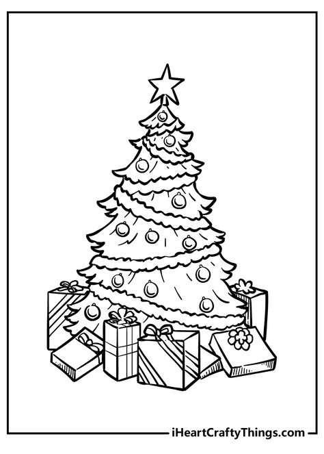 Christmas Tree Coloring, Christmas Ornament Coloring Page, Merry Christmas Coloring Pages, Fargelegging For Barn, Tree Coloring, Free Christmas Coloring Pages, Christmas Tree Drawing, Big Christmas Tree, Christmas Tree Coloring Page