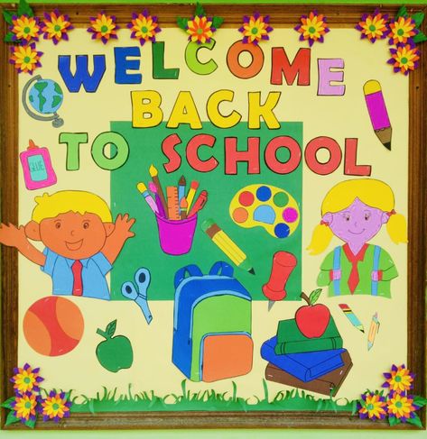 Welcome Back To School (Teacher Belle) Admission Open Board Decoration, Welcome Back To School Chart, Welcome Chart For School, Welcome Back To School Decoration Ideas, Welcome Board Decoration Ideas School, Welcome Back To School Board, Welcome Back To School Bulletin Boards, Classroom Rules Decoration, Softboard Ideas