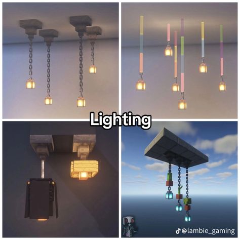 Minecraft Bedroom Ideas Game Aesthetic, Minecraft Bedroom Ideas Game, Minecraft Lighting Ideas, Minecraft Lamp, Minecraft Bedroom Decor, Case Minecraft, Minecraft Interior, Minecraft Interior Design, Minecraft House Plans