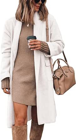 Hooever Women's Open Front Wool Coat Long Sleeve Lapel Coat Long Cardigan With Pockets Search this page #1 New Release in Women's Wool & Pea Coats Wool Wrap Coat, Women Long Cardigan, Fall Outerwear, Lapel Coat, Lapel Jacket, Solid Sweaters, Wool Blend Jacket, Wrap Coat, Wool Peacoat