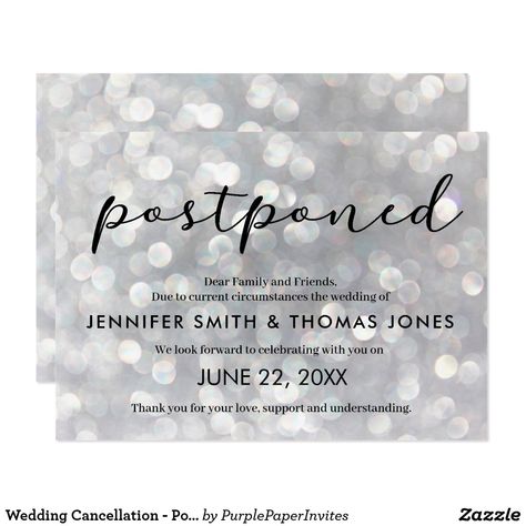 Wedding Cancellation - Postponed - Change of Plans Invitation Wedding Cancellation, Funny Wedding Cards, Wedding Invitations Zazzle, 15th Birthday, Homemade Body Scrub, Wedding Invitation Templates, Homemade Gifts, Custom Holiday Card, Wedding Shop