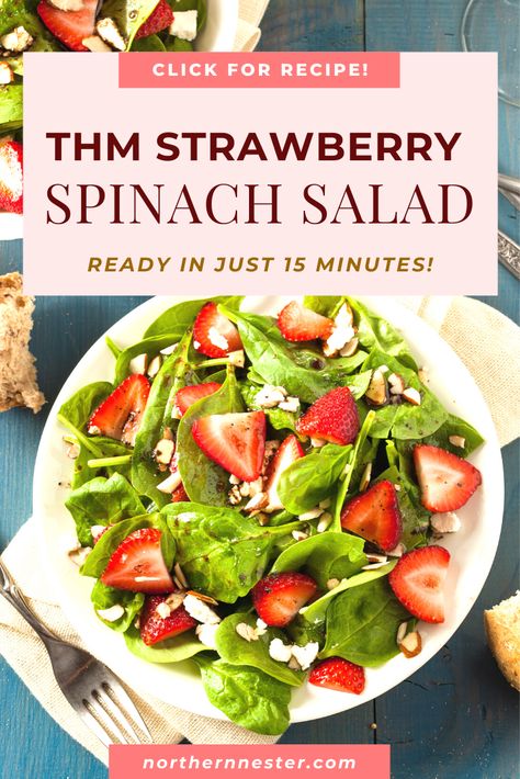 Trim Healthy Mama Salads, Thm Salad, Thm Salads, Poppyseed Salad Dressing, Strawberry Poppyseed Salad, Poppyseed Salad, Trim Healthy Mama Recipe, Strawberry Spinach Salad, Faster Way To Fat Loss