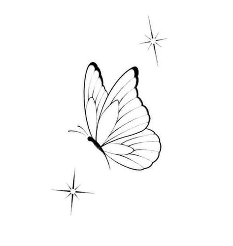 Ladies Tatoos Ideas Awesome, Fineline Butterfly Tattoo Design, လိပ်ပြာ Tattoo, Butterfly Tattoo Designs Simple, Simple Butterfly Tattoo Design, Little Butterfly Drawing, Small Butterfly Drawing, Butterfly Tattoo Stencil Simple, Linework Butterfly