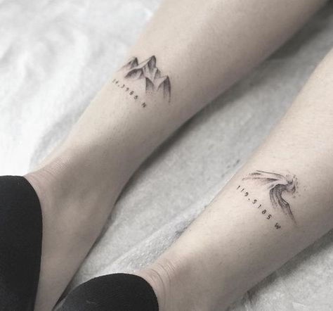 Coordinates Tattoo, Shape Tattoo, Tattoo Zeichnungen, Handpoke Tattoo, Muster Tattoos, Mountain Tattoo, Waves Tattoo, Sister Tattoos, Foot Tattoo