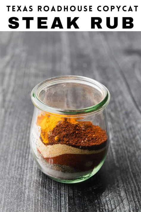 This Texas Roadhouse Steak Rub recipe is as all purpose seasoning you'll want to use on everything. It's made with simple ingredients from the panty so it's easy to make. Whenever a craving for juicy steaks hits you, try this spice mix for the perfect steak made in your own kitchen!rn Steak Rub Recipe Easy, Steak Dry Rub Recipe, Rub For Steak, Mexican Macaroni Salad Recipe, Ranch Water Recipe, Texas Roadhouse Steak Seasoning, Dry Rub For Steak, Steak Rub Recipe, Aaron Franklin