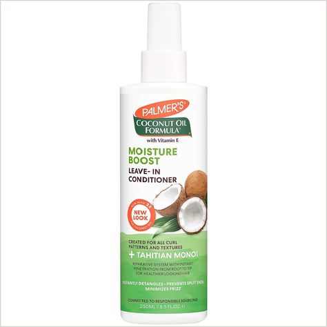 Palmer's Coconut Oil Formula Moisture Boost Leave-In Conditioner Spray, Instantly Detangle, Hydrate and Strengthen Textured a Monoi Oil, Coconut Oil Hair, Curl Pattern, Frizz Control, Hair Restoration, Leave In Conditioner, Split Ends, Hair Conditioner, Leave In