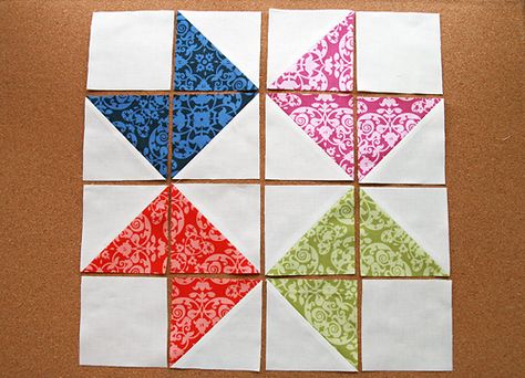 Ribbon Star, Half Square Triangle Quilts, Star Quilt Blocks, Quilt Block Tutorial, Star Quilt Patterns, Triangle Quilt, Quilt Block Pattern, Star Quilts, Quilting Techniques